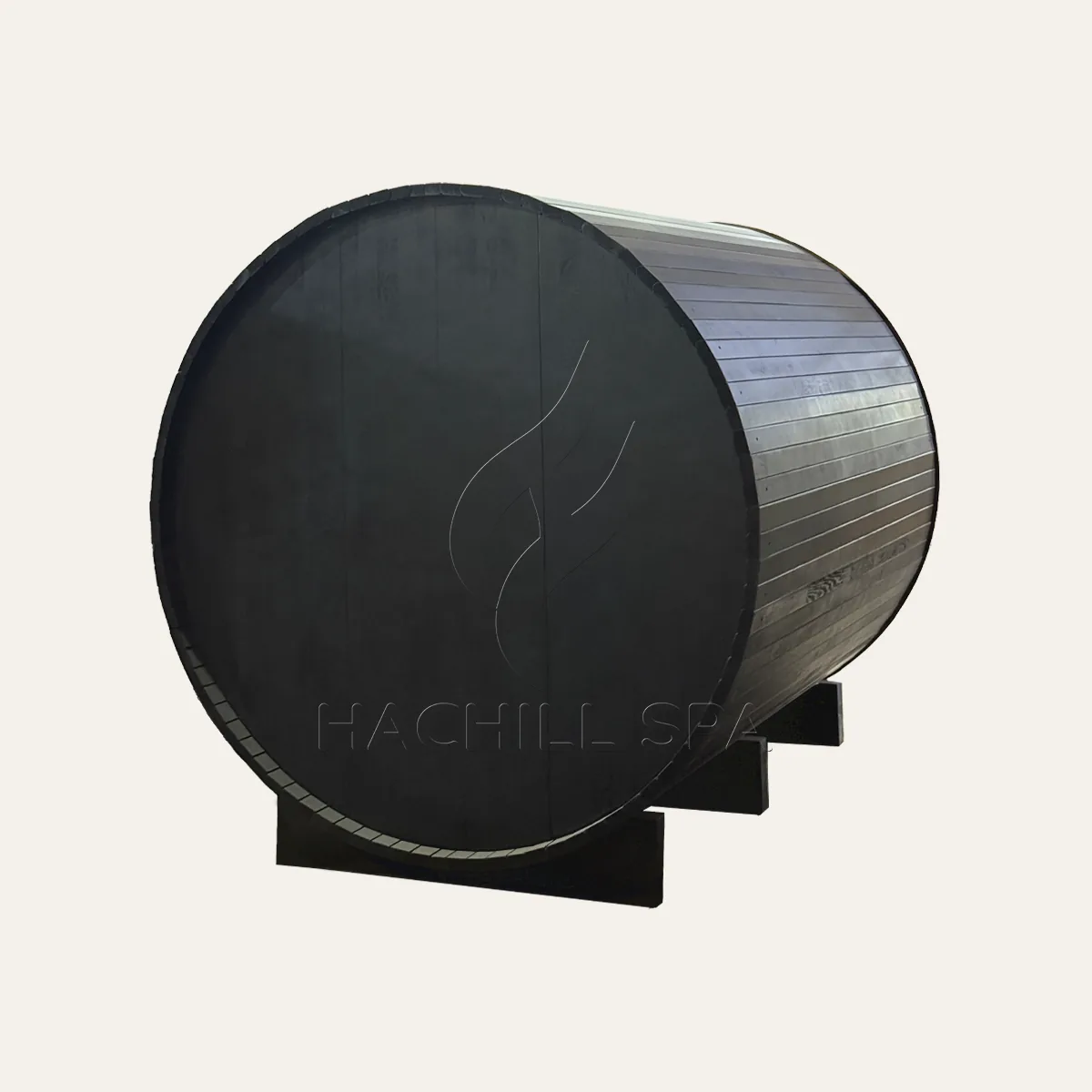 BS13 barrel sauna rear exterior and black cladding