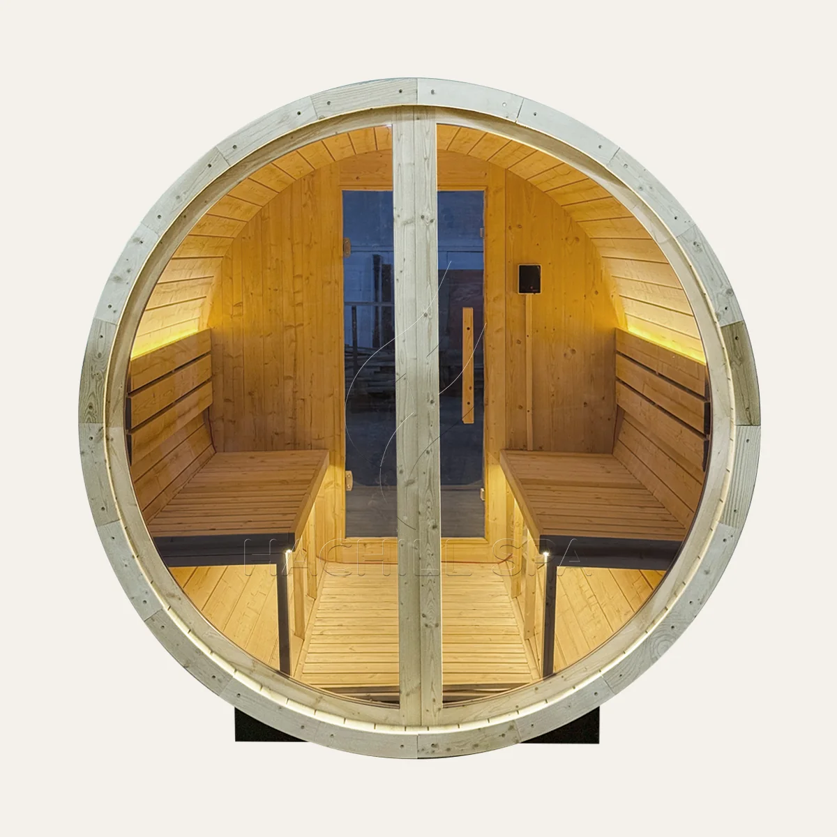 BS14 4 person outdoor barrel sauna front view