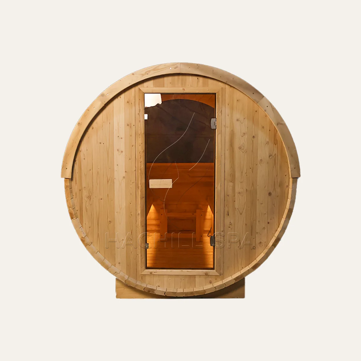 BS15 3-4 person outdoor barrel sauna front view