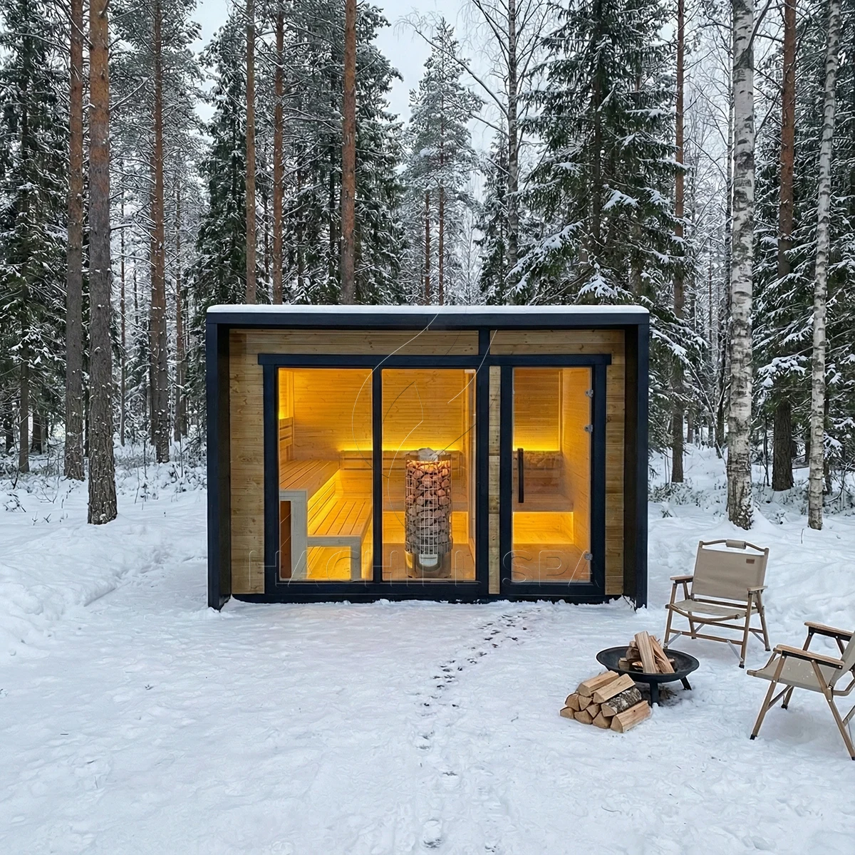 CBN18 outdoor cabin sauna forest installation