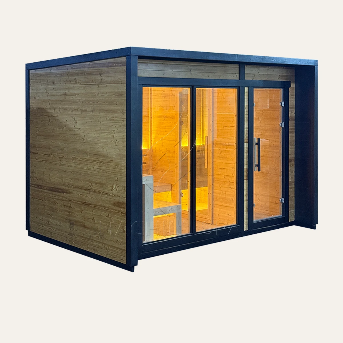 CBN18 outdoor cabin sauna three-quarter product view