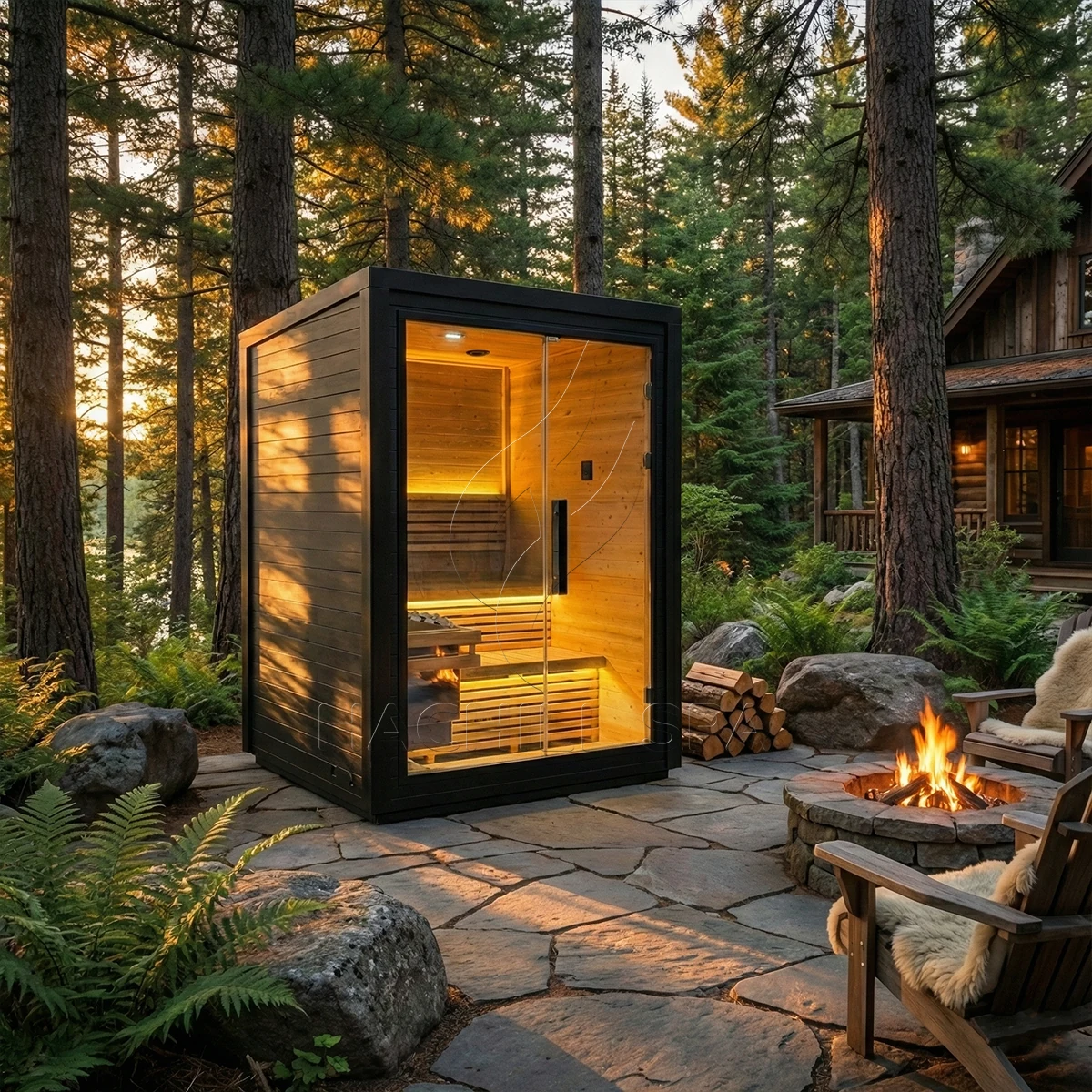 CBN21 outdoor cabin sauna forest installation