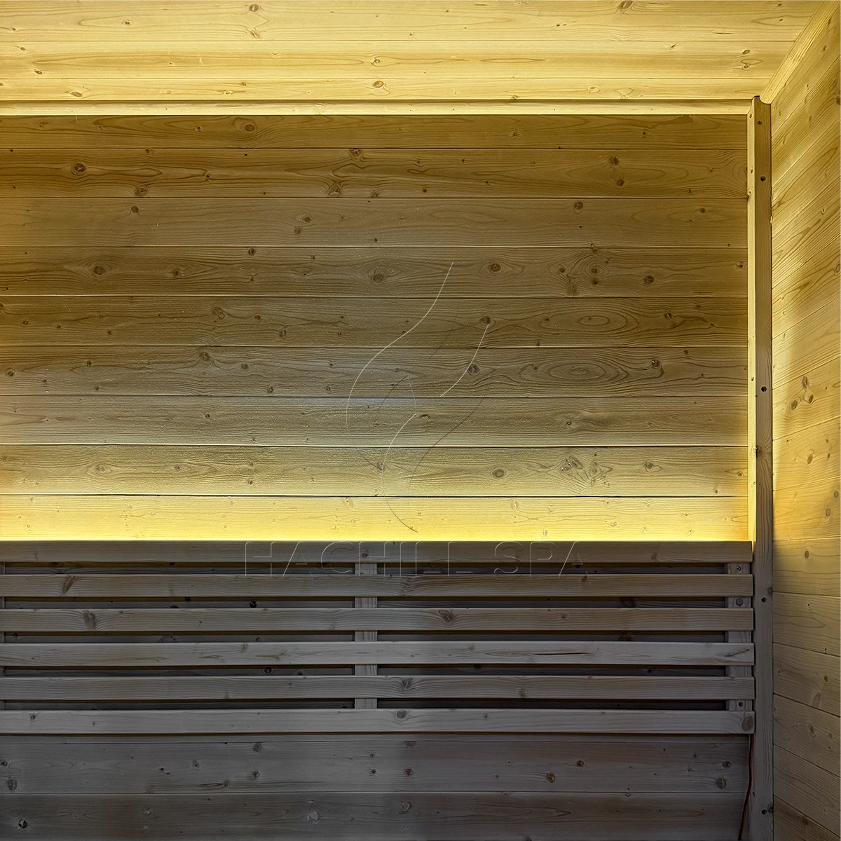 CBN21 sauna interior bench and lighting layout