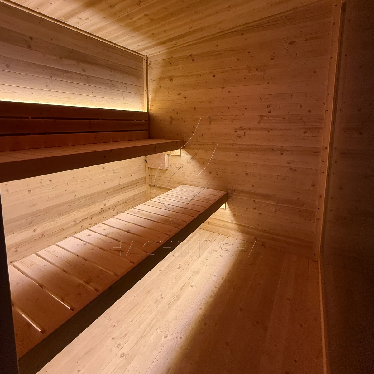 CBN22 sauna interior side bench detail