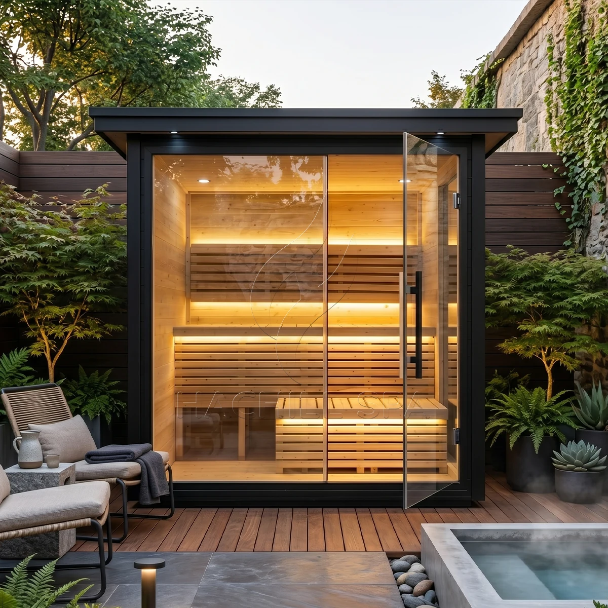 CBN23 outdoor cabin sauna garden installation