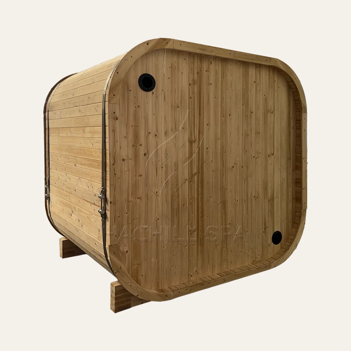 CS15 outdoor cube sauna rear wall and ventilation view