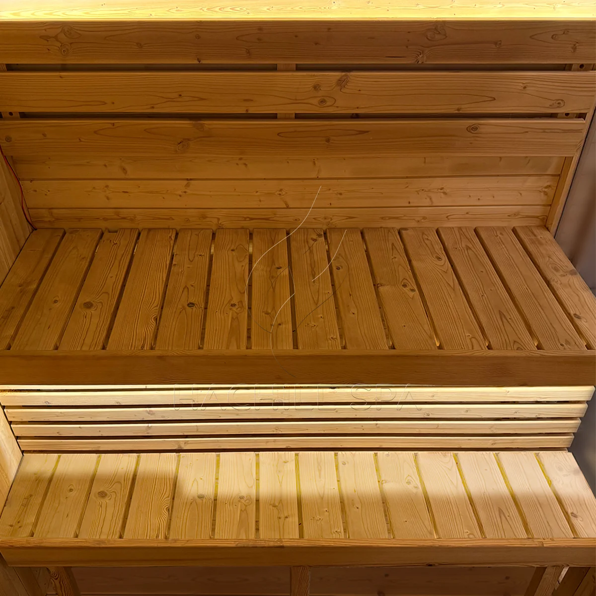 CS15 sauna lower bench and integrated LED lighting