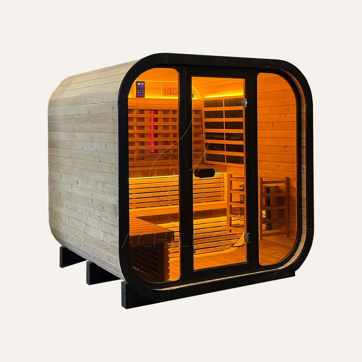 CS21 hybrid sauna front three-quarter product view