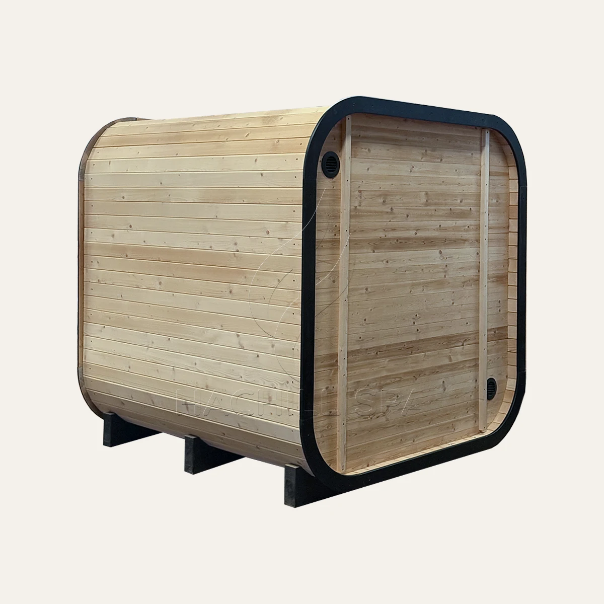CS21 hybrid sauna rear wall and ventilation view
