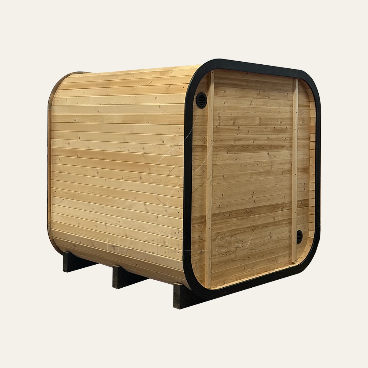 CS22 outdoor cube sauna rear wall view