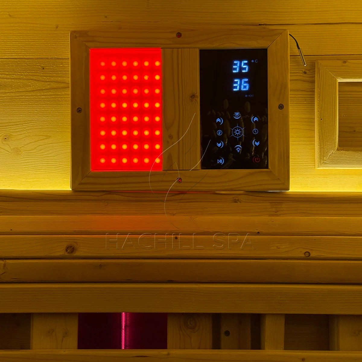 CS29 sauna control panel and infrared emitter detail