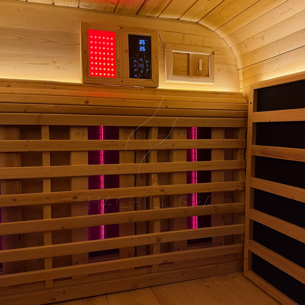 CS29 sauna infrared panels and bench layout