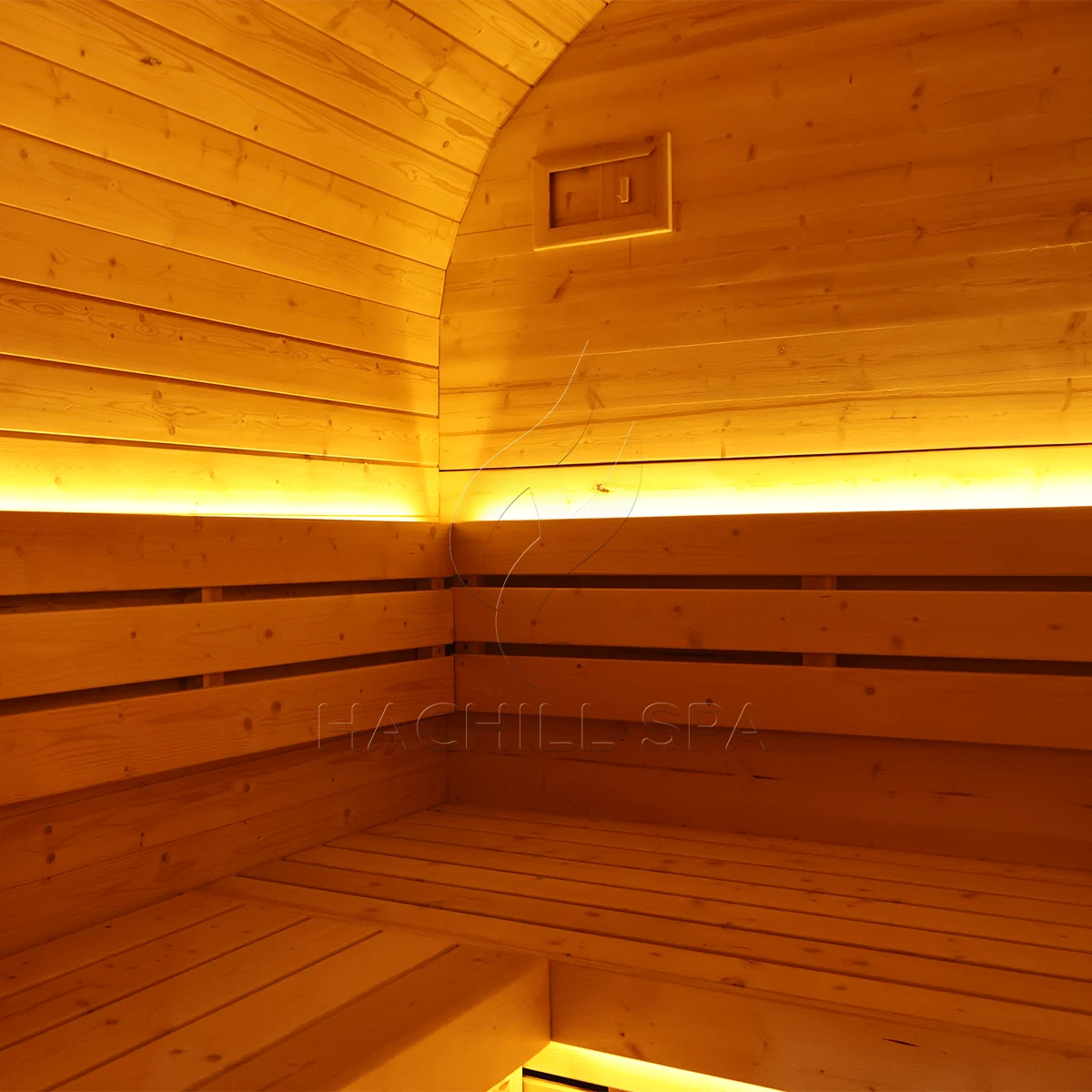CS30 sauna interior corner and bench detail