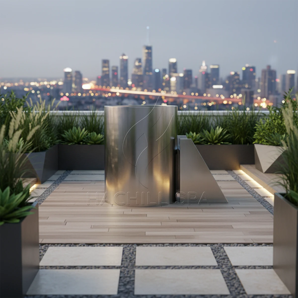 CT12 stainless cold plunge rooftop installation