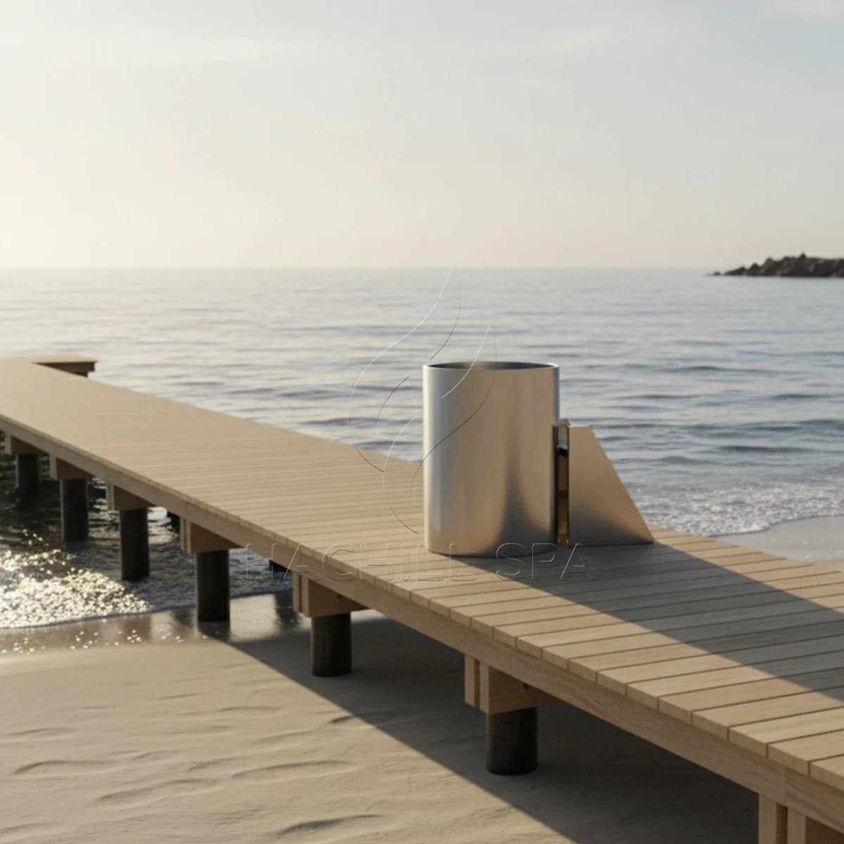 CT12 stainless cold plunge seaside installation