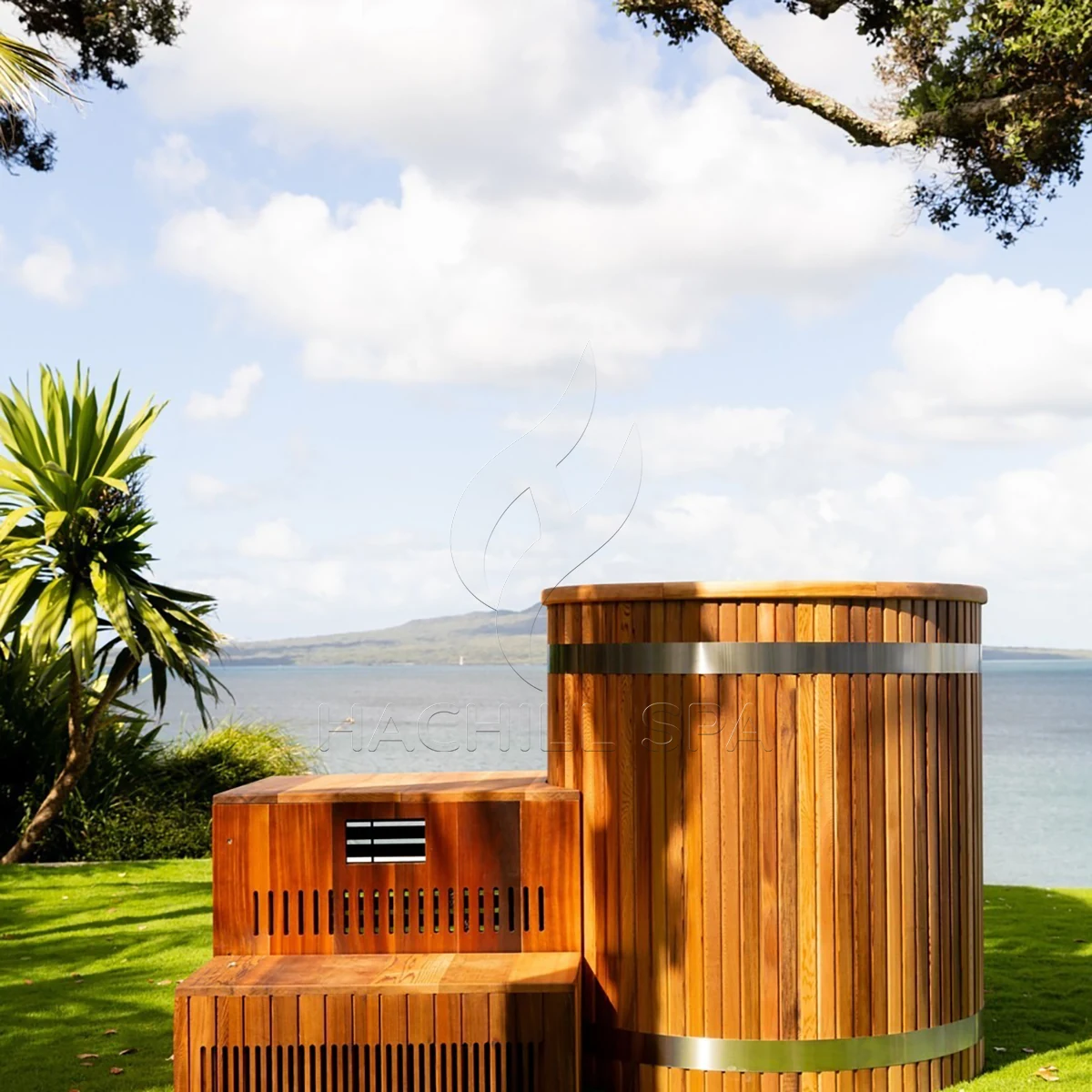 CT15 thermowood cold plunge coastal installation