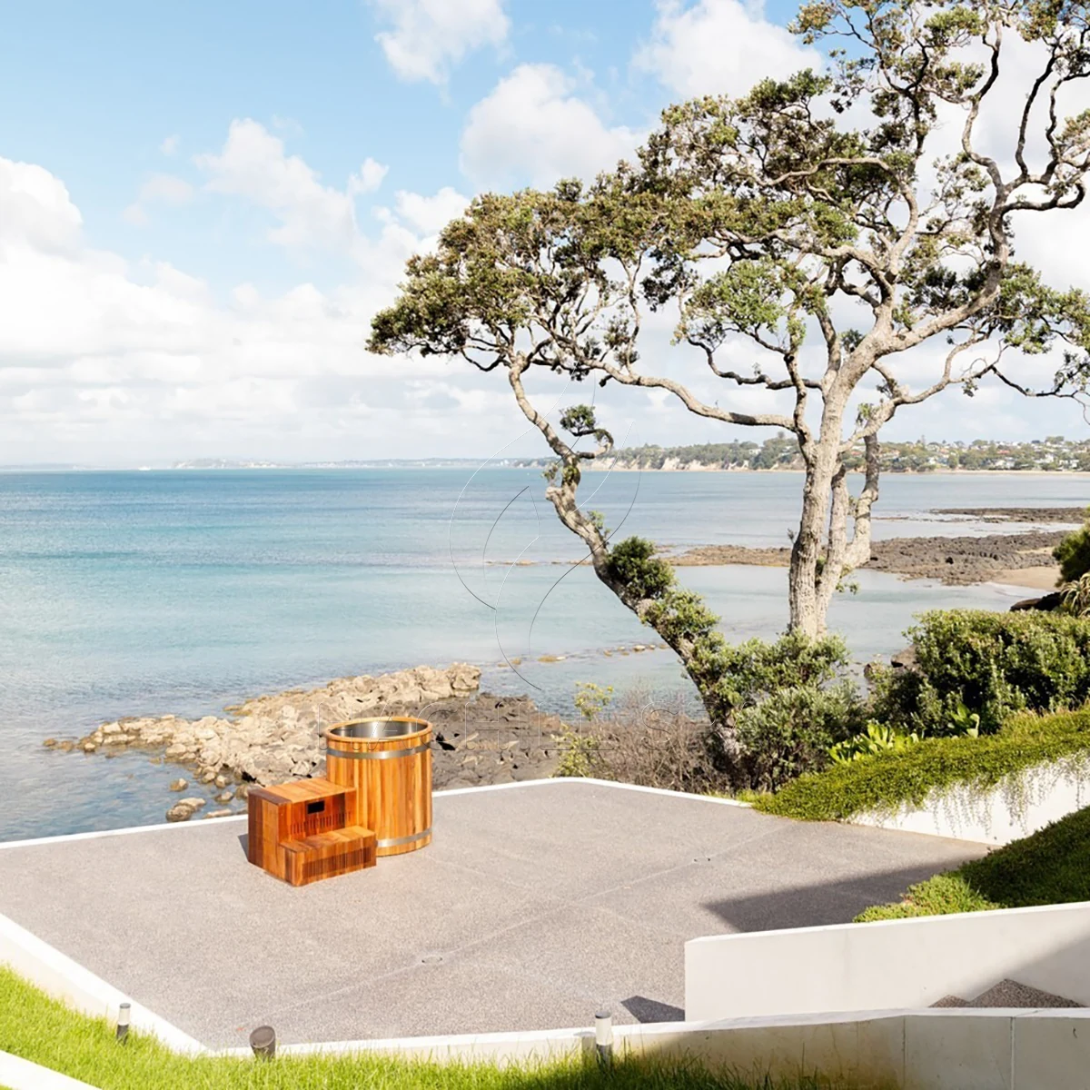 CT15 thermowood cold plunge seaside installation