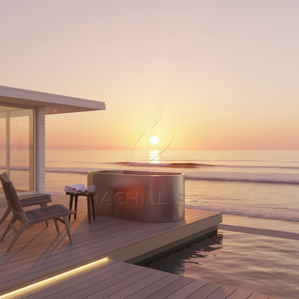 CT20 stainless cold plunge oceanfront installation