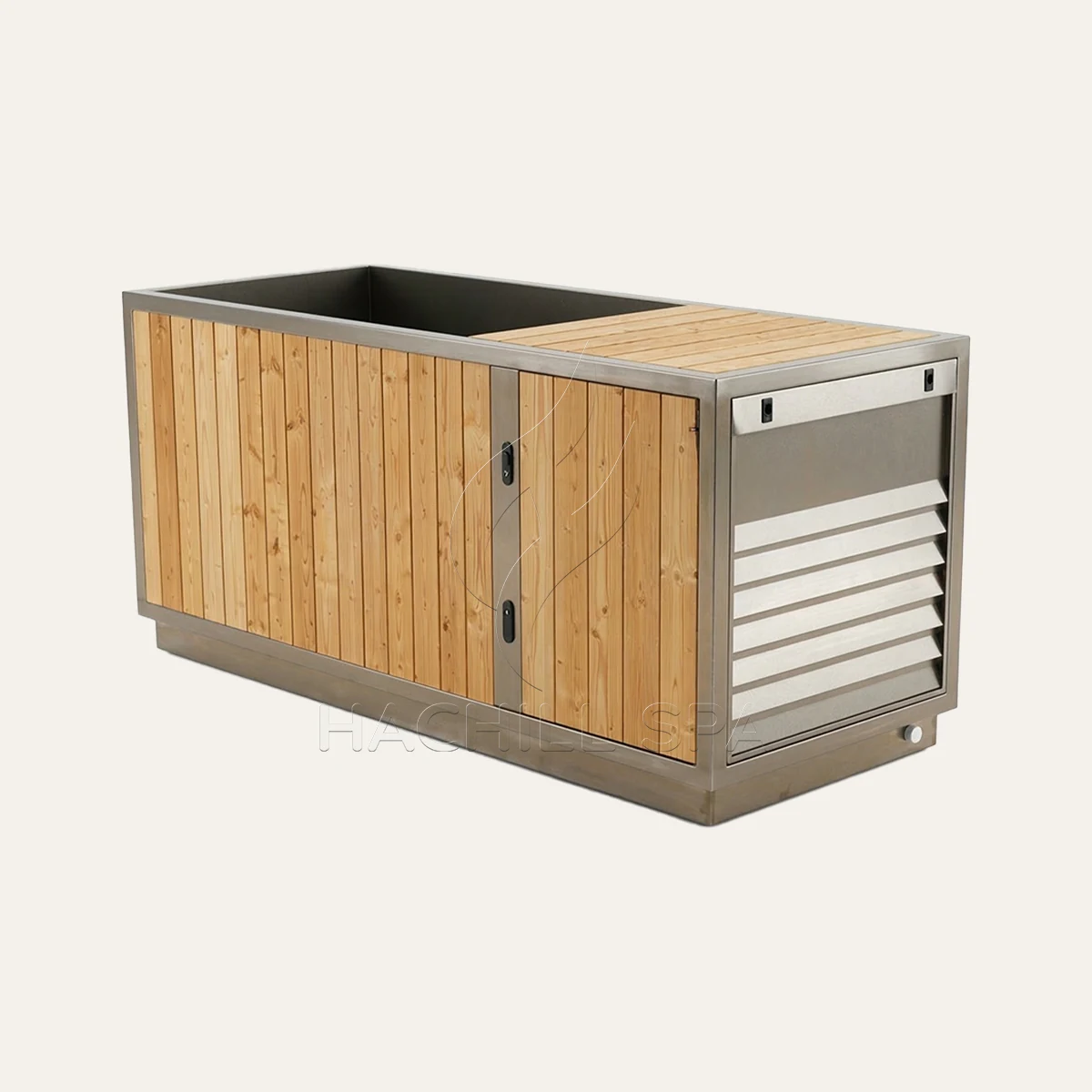 CT26 1 person thermowood laydown cold plunge front view