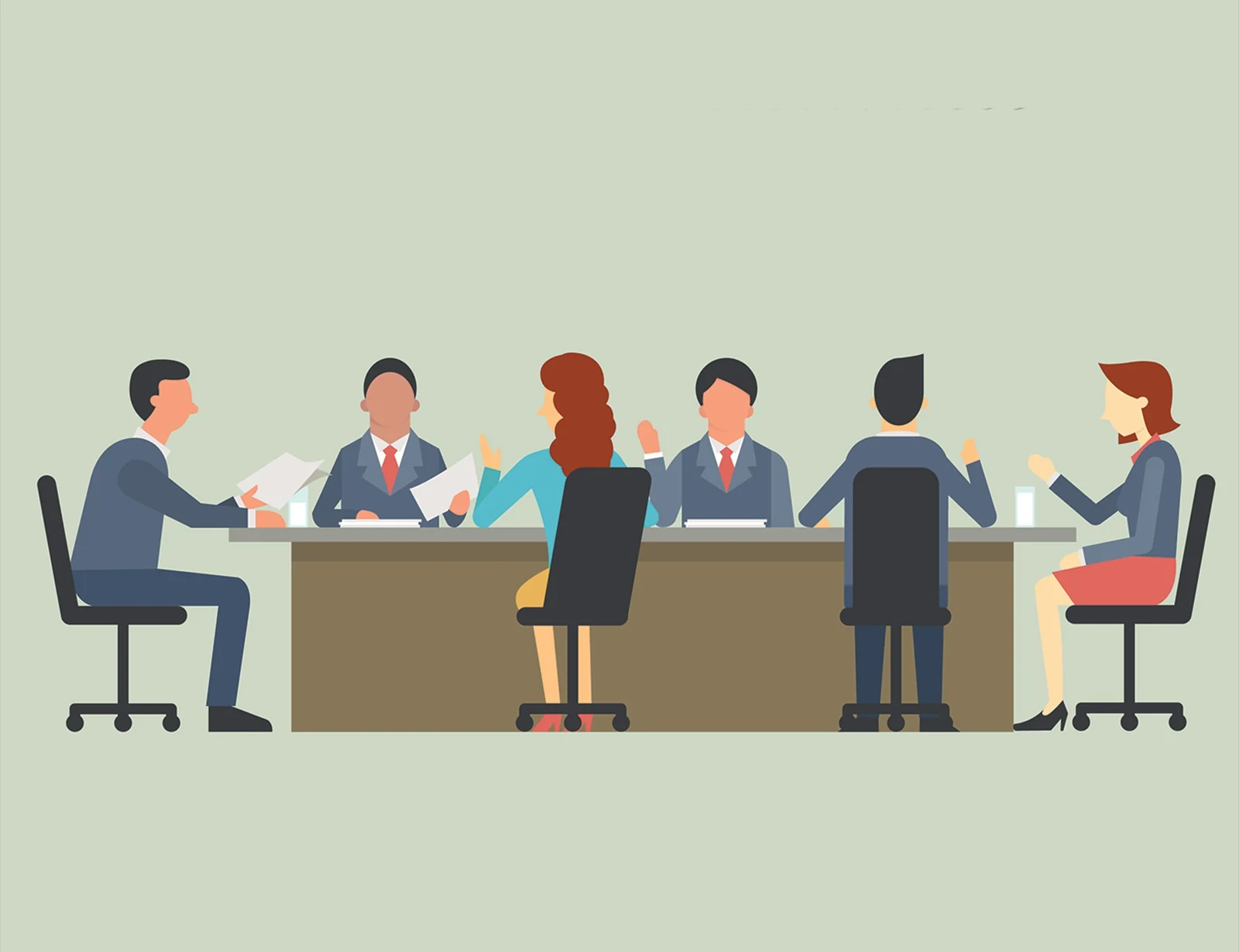Illustration of a business meeting for wellness equipment planning