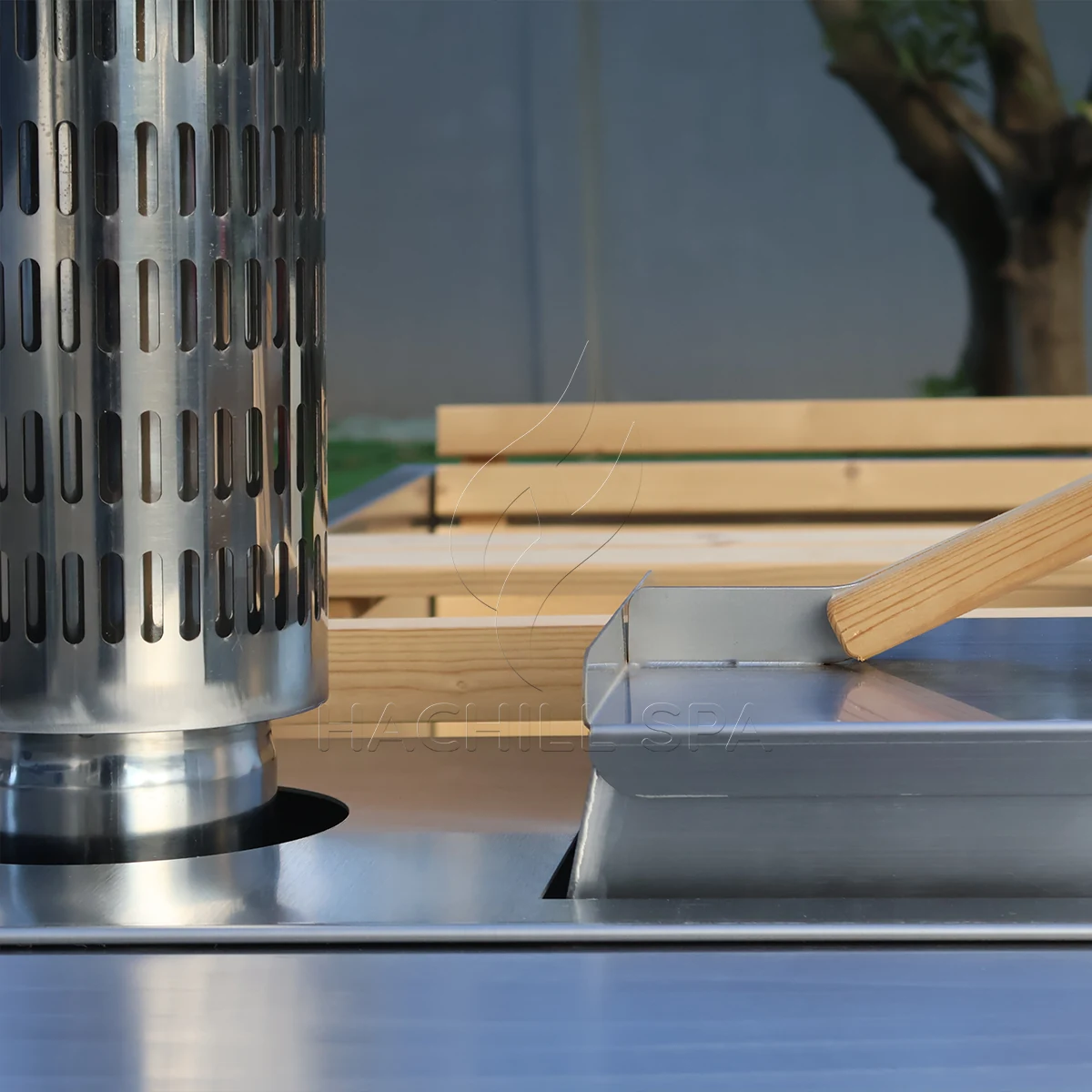 HT18 hot tub stove and chimney base detail