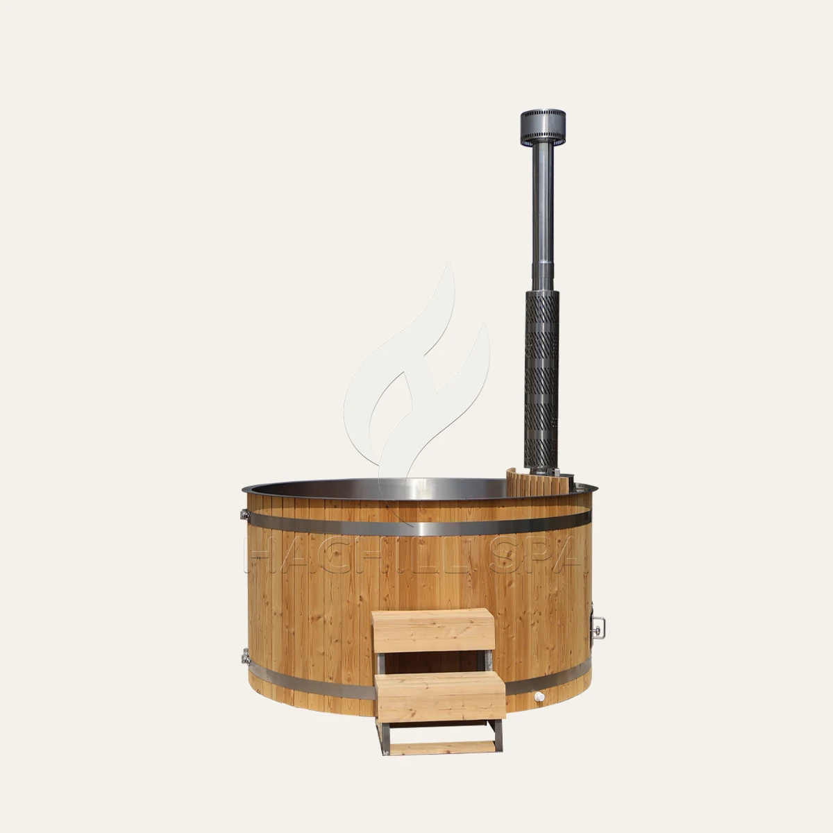 HT19 round wood fired hot tub front view