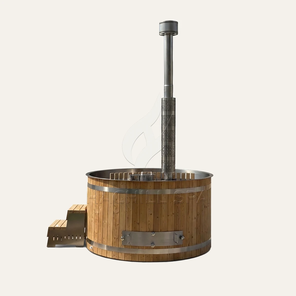 HT19 round wood fired hot tub product view
