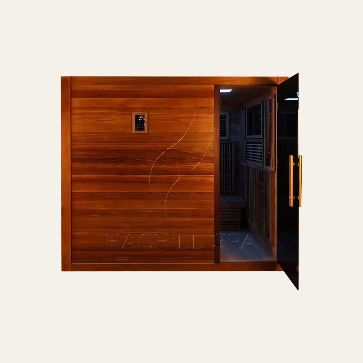ID14L 3-4 person indoor traditional sauna front view