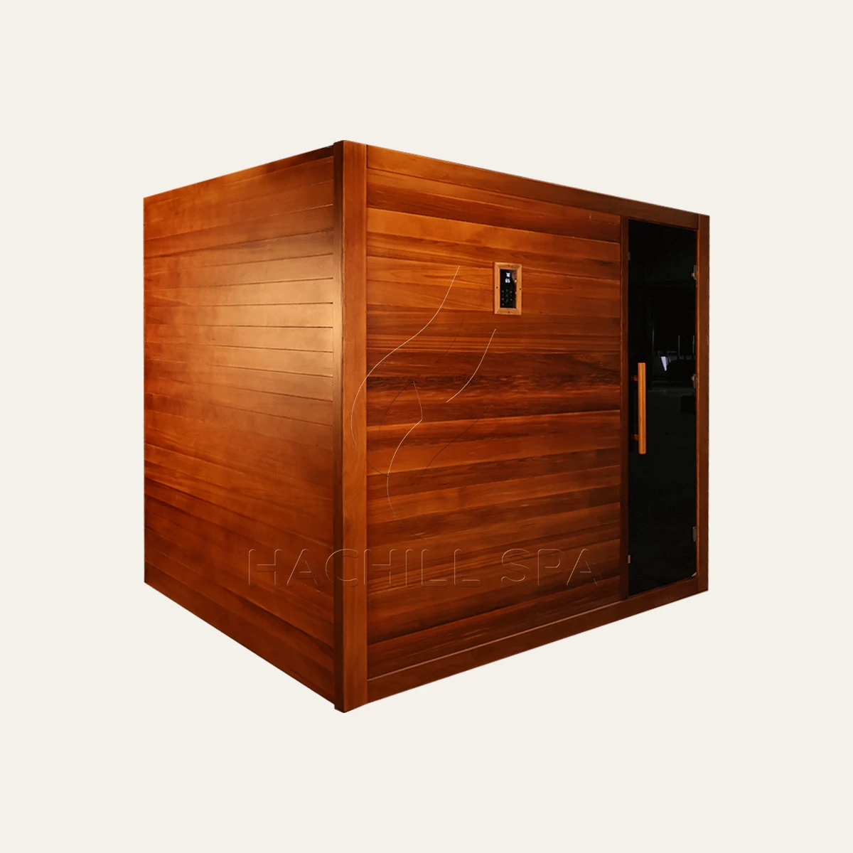ID14L indoor traditional sauna front three-quarter product view