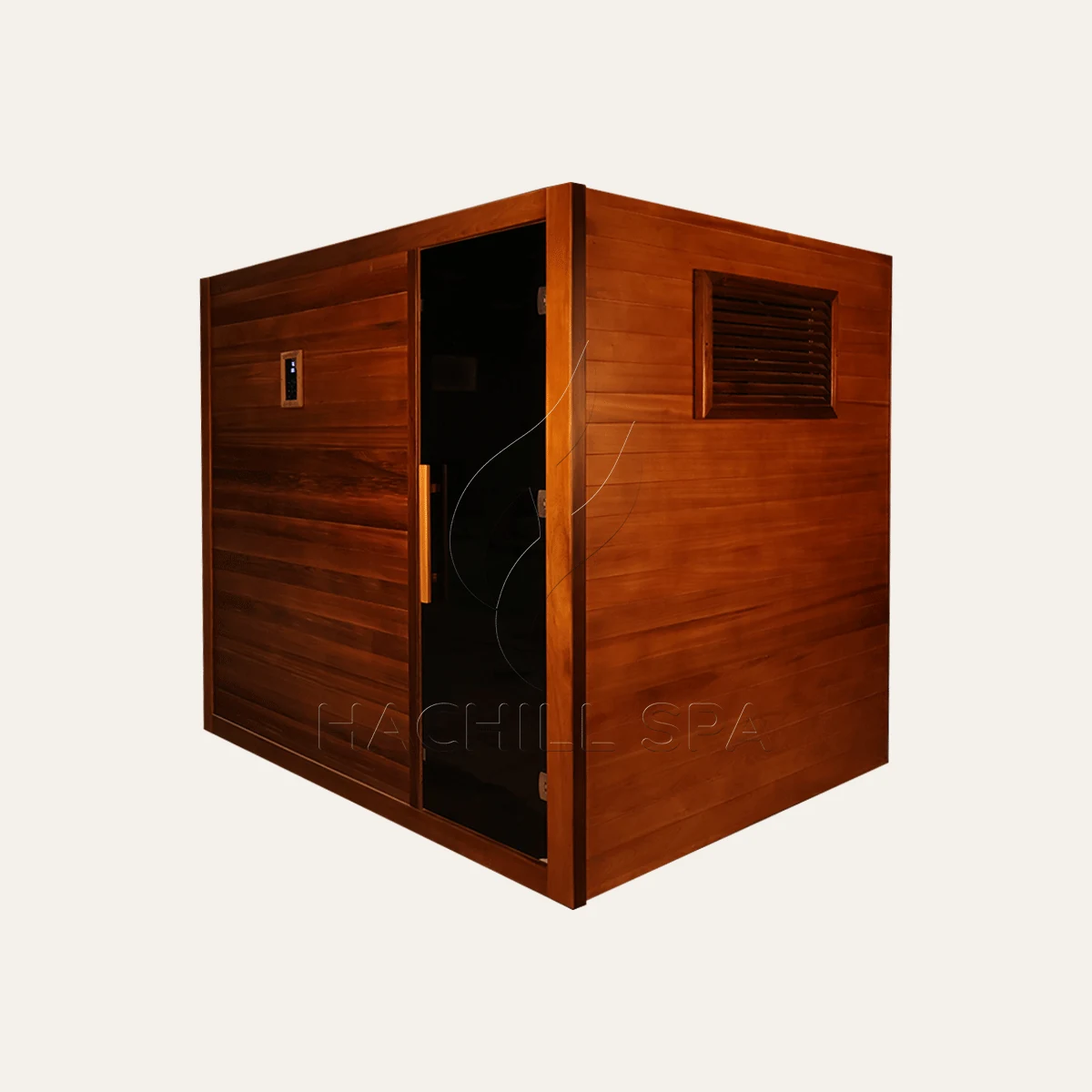 ID14L indoor traditional sauna rear three-quarter product view