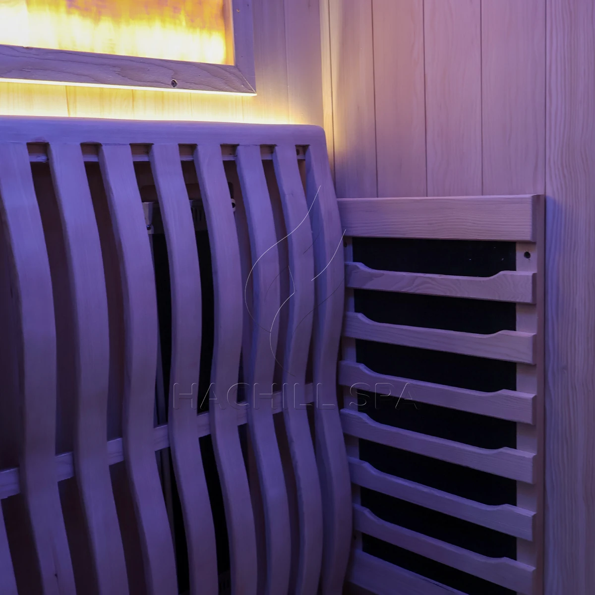 IR12 sauna bench and side emitter detail