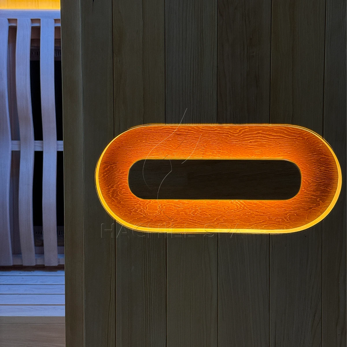 IR12 sauna illuminated door handle detail