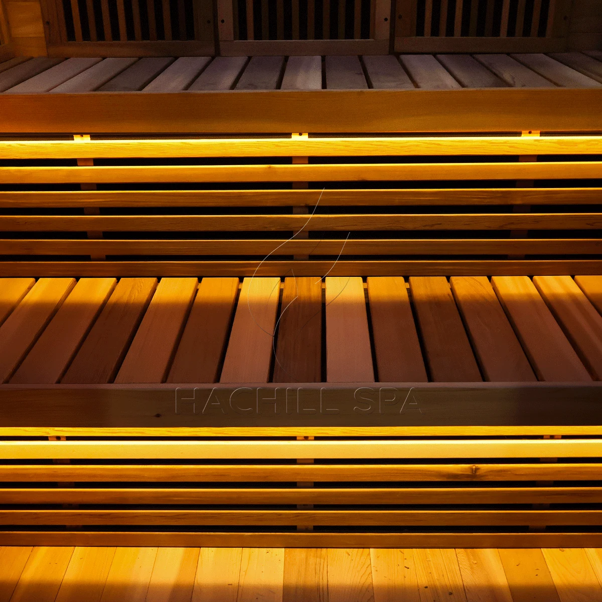 IR13 sauna bench heater and lighting detail