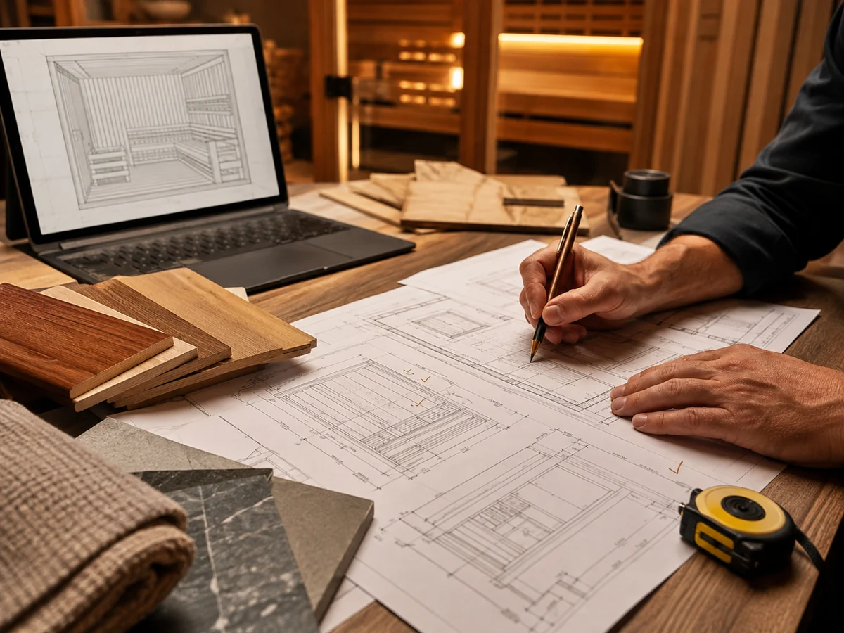 Custom sauna project drawing and specification review for revision control before production