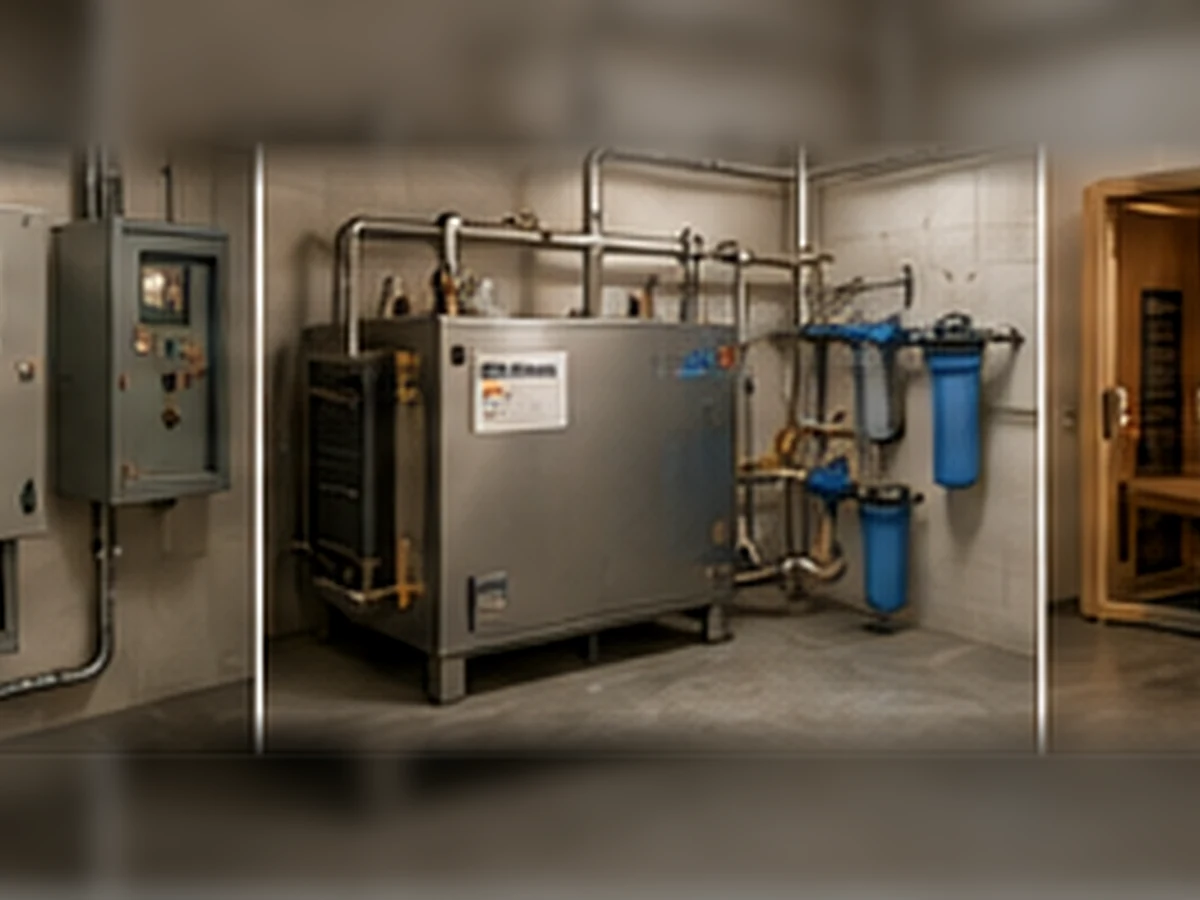 Conceptual mechanical service area representing utility and maintenance planning for wellness heat systems