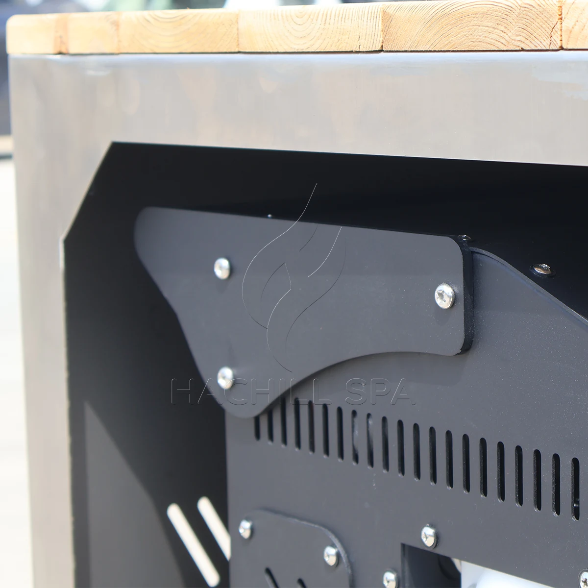 Open service panel on a CT27 commercial cold plunge