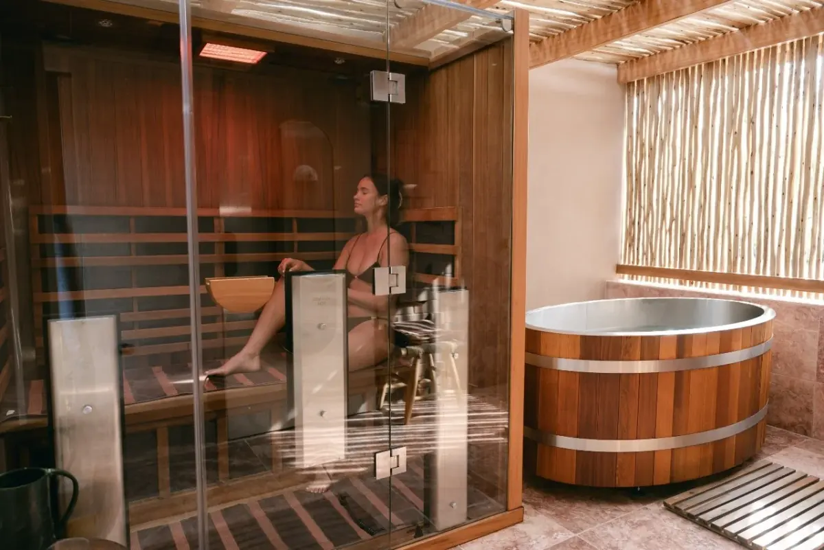 Sauna and cold plunge equipment displayed for spa projects